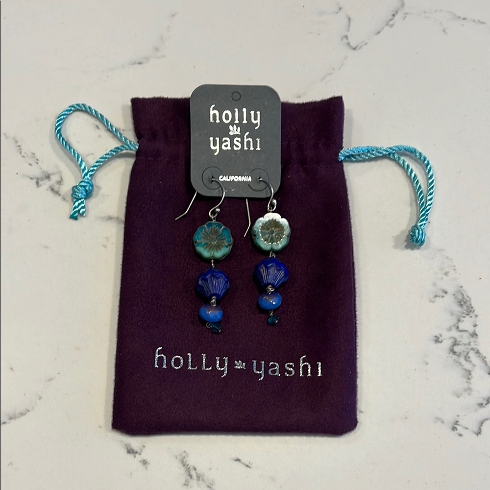 Holly Yashi Blue Flower Earrings